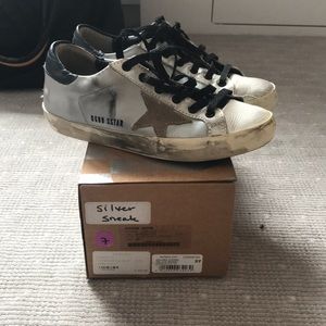AUTHENTIC Silver Golden goose lowtop size7